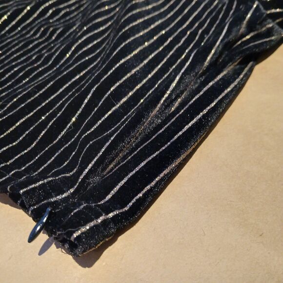 Forever 21 Two Piece Set Crop Top Wide Leg Pants 1X/2X Black Velvet Gold Stripe - Picture 8 of 16